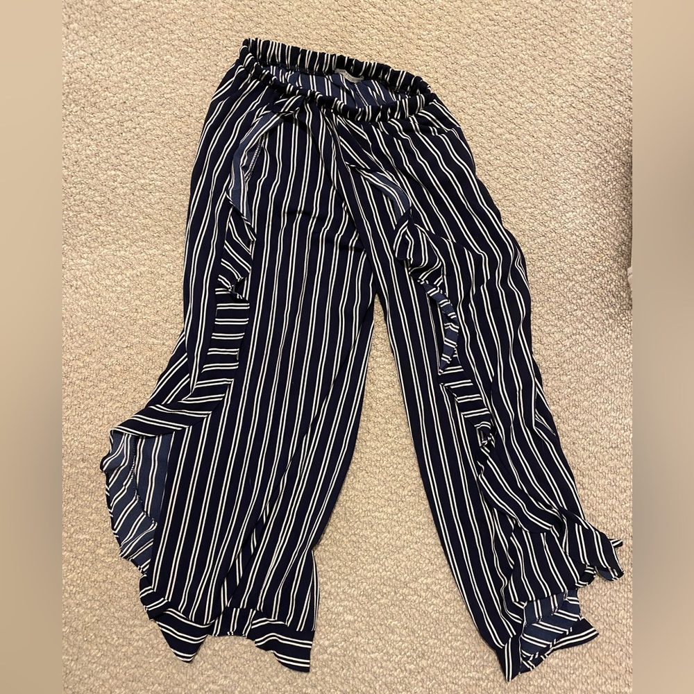 flowy striped ruffled pants